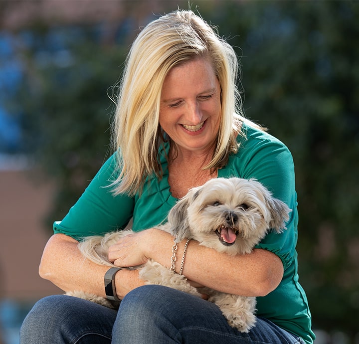 woman and dog