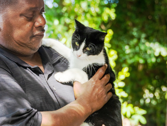 Pet parent Michael and Kitty the cat